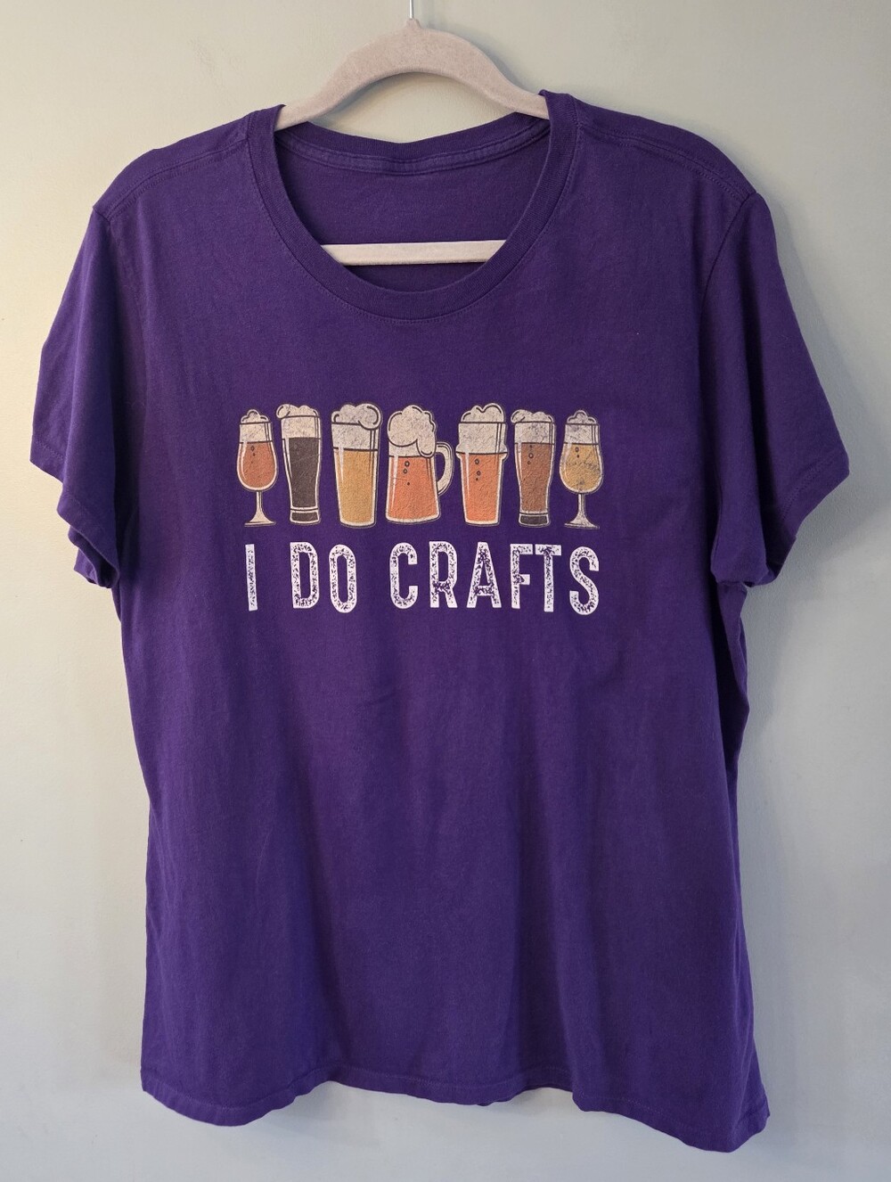 Women’s Size XL “I Do Crafts” Purple Short Sleeve Shirt Craft Beer Brewery Bar